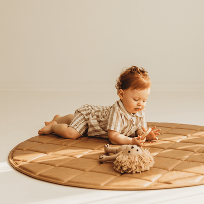 Vegan Leather Quilted Playmat- Tan - Luca and Co Collective