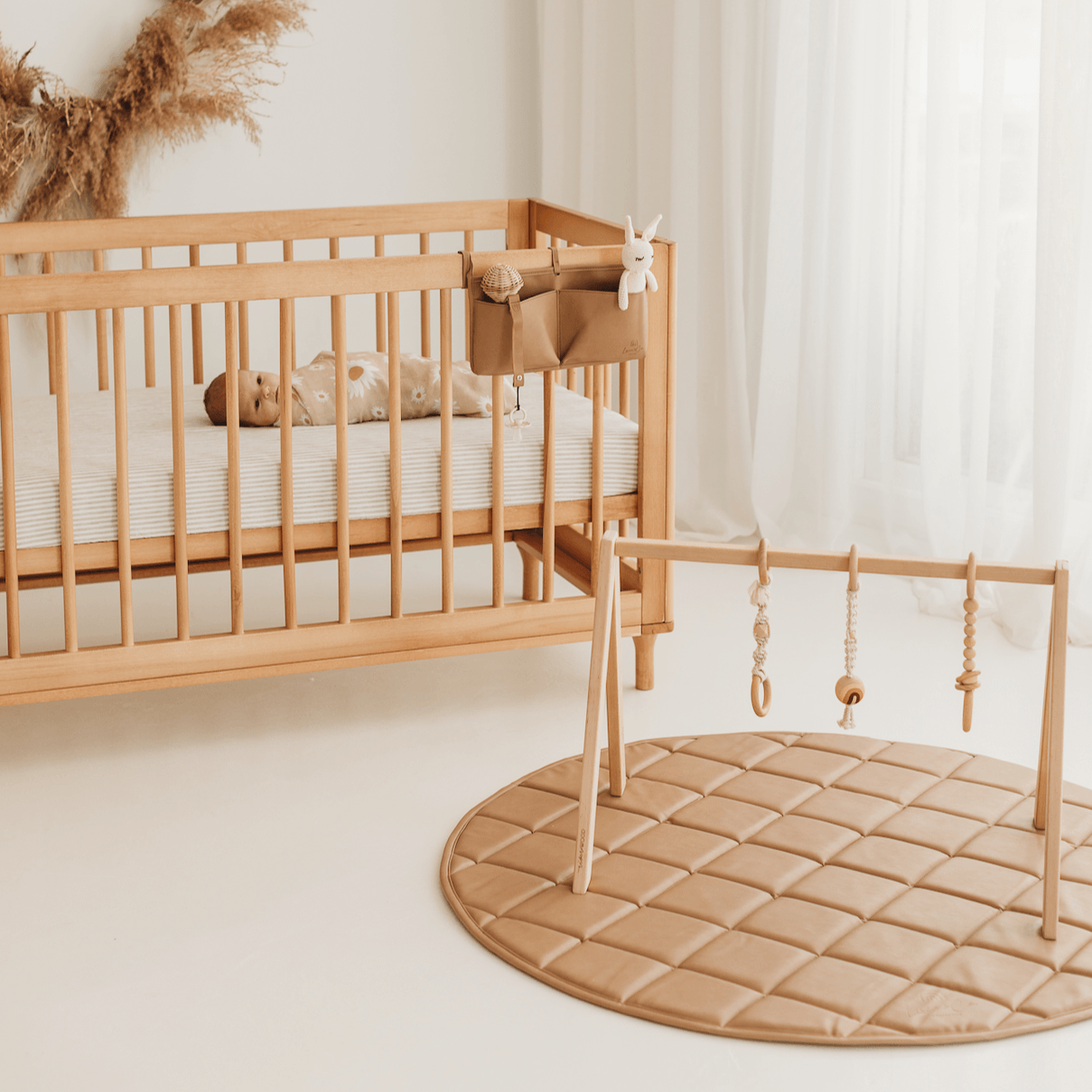 Vegan Leather Quilted Playmat- Tan - Luca and Co Collective